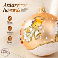 Polish Hand Blown Glass Christmas Ornaments Ball Angel House Gold Matte - image 3