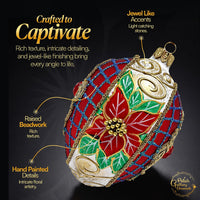 Faberge Egg Hand Blown Glass Christmas Ornaments Balls Red Matte 5 in - image 3