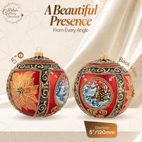 Polish Hand Blown Glass Christmas Ornaments Ball, Wintry Gold 5 in - image 2