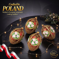 Faberge Egg Hand Blown Glass Christmas Ornaments Balls Burgundy Gloss 5 in - image 2