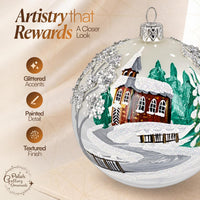 Polish Hand Blown Glass Christmas Ornaments Ball, Chapel Silver 5 in - image 2