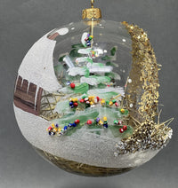 Christmas Ornament, Nativity Scene, Glass Ball 6-inch (Old Cottage Gold, 150mm) - image 2