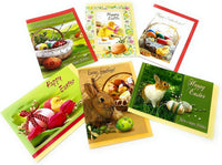 European Style Easter Greeting Cards with Glitter - Set of 6 - Religious Easter Cards with