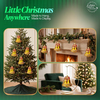 Mini Glass Christmas Ornaments Ball Hand Blown, Gold Jingle Bell 2 in - image 4