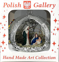 Christmas Ornament, Nativity Scene, Glass Ball 5-inch (Cottage Silver, 120mm) - image 7