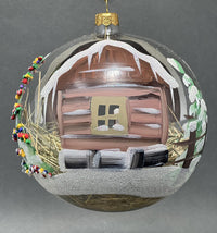 Christmas Ornament, Nativity Scene, Glass Ball 6-inch (Cottage Gold/Brown, 150mm) - image 4