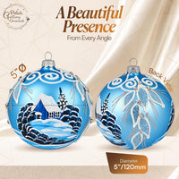 Polish Hand Blown Glass Christmas Ornaments Ball, Winter Wonderland Sky 5in - image 2