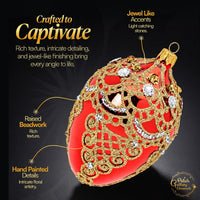 Faberge Egg Hand Blown Glass Christmas Ornaments Balls Red Gloss 5 in - image 3