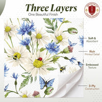 Floral Napkins Paper Disposable Decorative Decoupage Ladybird in Daisies - image 9