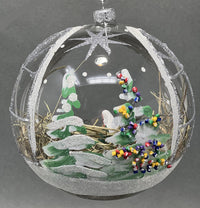 Christmas Ornament, Nativity Scene, Glass Ball 6-inch (Cathedral Window Silver, 150mm) - image 3