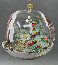 Christmas Ornament, Nativity Scene, Glass Ball 6-inch (Cottage Gold/Brown, 150mm) - image 3