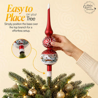 Finial Glass Christmas Vintage Tree Topper, Red Swirl 12 in - image 5