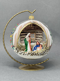 Christmas Ornament, Nativity Scene, Glass Ball 5-inch (Cottage Gold/Brown, 120mm) - image 6