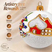 Set of 6 Opal White Glass Balls Decorative Christmas Ornament 3 in - image 3