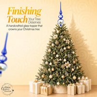 Finial Glass Christmas Vintage Tree Topper, Blue Wave 15 in - image 6