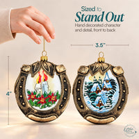 Horseshoe Glass Christmas Ornaments Balls Hand Blown Candlelight 4 in - image 3