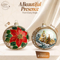 Hand Blown Glass Ball Christmas Ornament, 5 in, Wintry Silver - image 2