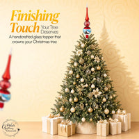 Finial Glass Christmas Vintage Tree Topper, Red Swirl 15 in - image 5