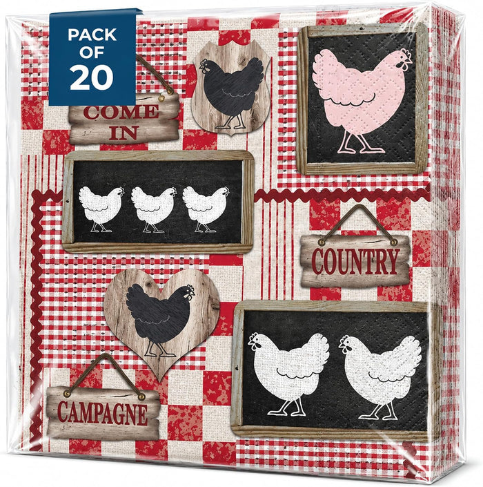 Easter Napkins Paper Disposable Decorative Decoupage Country Chicken 13 in