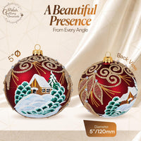 Hand Blown Glass Ball Christmas Ornament, 5 in, Winter Dusk Burgundy - image 2