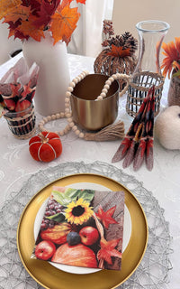 Autumn Treasures Beautiful Napkins Dinner Napkins Disposable Decorative - image 3