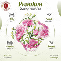 Floral Napkins Paper Disposable Decorative Decoupage Pink Peony Flowers - image 4