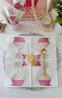 Baby Shower Napkins Paper Disposable Decorative Decoupage It's a Girl 13 in - image 6