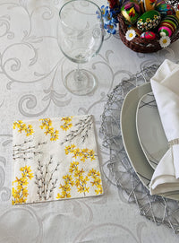 Easter Napkins Paper Disposable Decorative Decoupage Catkins and Forsythia - image 2