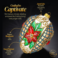 Faberge Egg Hand Blown Glass Christmas Ornaments Balls Gold Matte 5 in - image 3
