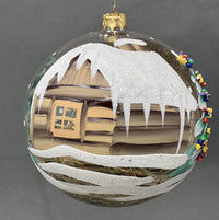Christmas Ornament, Nativity Scene, Glass Ball 5-inch (Cottage Gold Sparkle, 120mm) - image 2