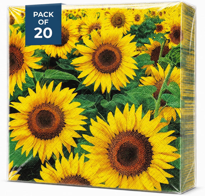 Field of Sunflowers Designer Paper Napkins Fun Napkins for Kids Lunch 13 in