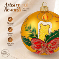 Vintage Look Christmas Ornament Medium Blown Glass Ball Merry Christmas Candle 5 inch/120m - image 6