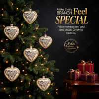 Hand Blown Glass Christmas Heart Ornaments, Royal Silver 4 in - image 4
