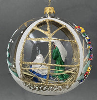 Christmas Ornament, Nativity Scene, Glass Ball 5-inch (Cathedral Window Gold, 120mm) - image 3