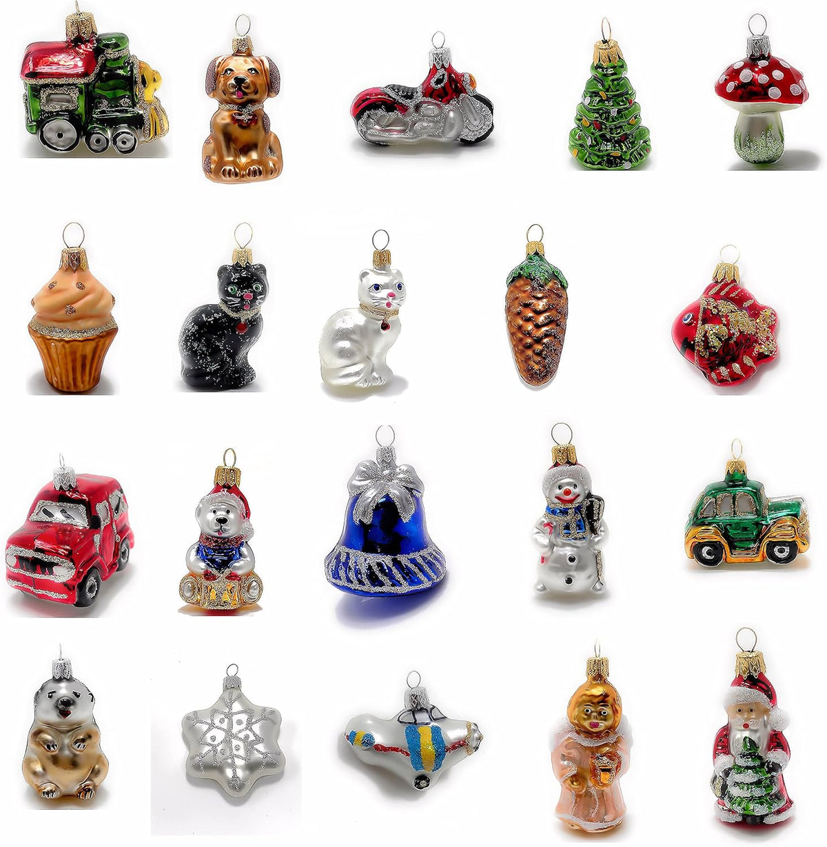 Mini Glass Christmas Ornament Mouth Blown Glass Handcrafted Ornaments Mix of 10 Random Min
