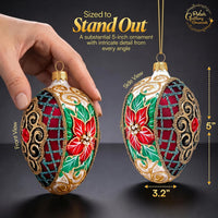 Faberge Egg Hand Blown Glass Christmas Ornaments Balls Burgundy Matte 5 in - image 2