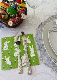 AM Decor Easter Party Napkins - 20 Soft Triple-Ply Green Tissue Napkins with Easter Bunnie - image 3