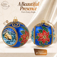 Polish Hand Blown Glass Christmas Ornaments Ball, Sapphire 5 in - image 2