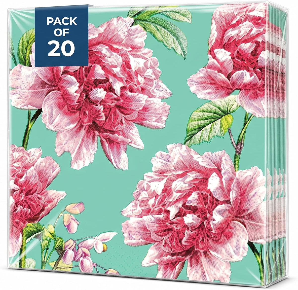 Floral Napkins Paper Disposable Decorative Decoupage Pink Peonies 13 in