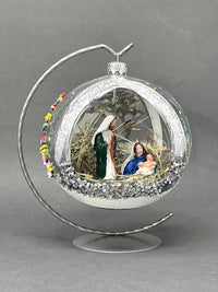 Christmas Ornament, Nativity Scene, Glass Ball 5-inch (Cottage Silver, 120mm) - image 6