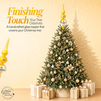 Finial Glass Christmas Vintage Tree Topper, Gold Snowflake 12 in - image 6