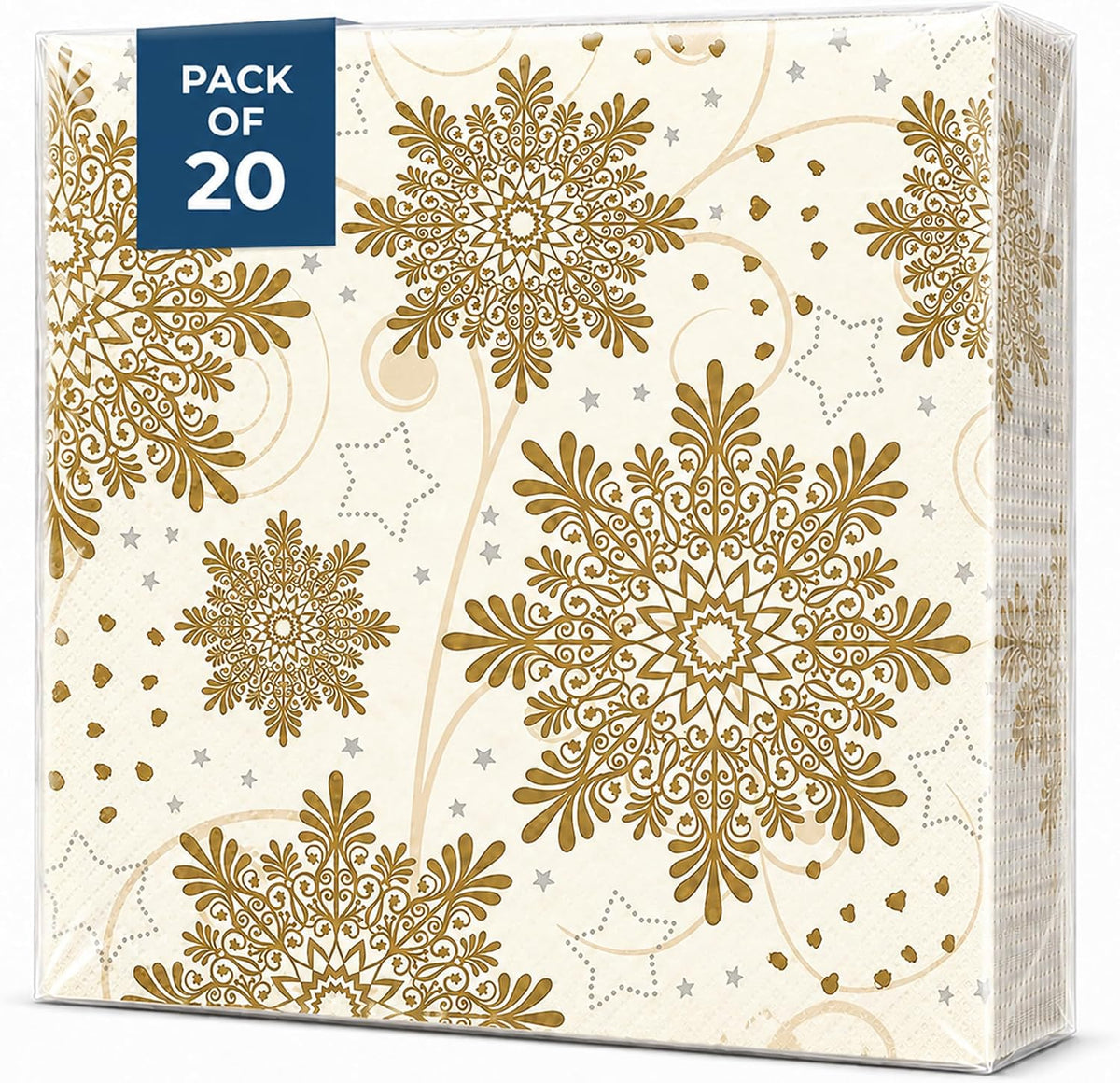 Christmas Napkins Paper Disposable Decorative Decoupage Gold 13 in