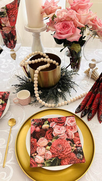 Easter Napkins Paper Disposable Decorative Decoupage Red Roses Dahlia 13 in - image 4