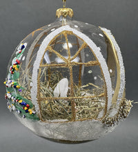 Christmas Ornament, Nativity Scene, Glass Ball 6-inch (Cathedral Window Gold, 150mm) - image 3