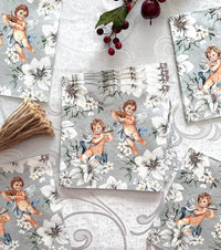 Christmas Napkins Paper Disposable Decorative Decoupage Angels in Silver - image 4