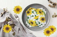 Paper Luncheon Napkins 40pcs 13"x13" Sunflowers on White - image 6