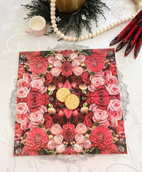 Easter Napkins Paper Disposable Decorative Decoupage Red Roses Dahlia 13 in - image 5