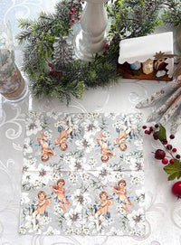 Christmas Napkins Paper Disposable Decorative Decoupage Angels in Silver - image 3