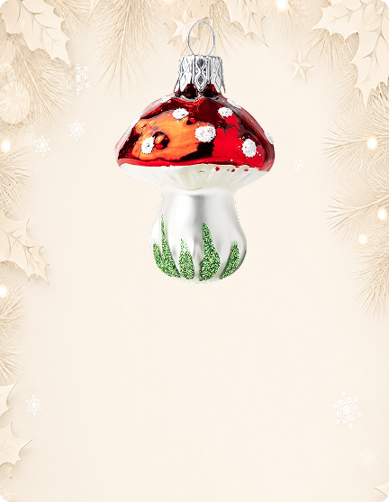 Mini red toadstool glass ornament
