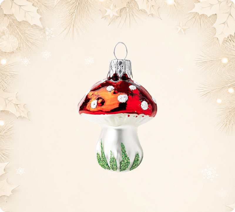 Red toadstool glass ornament